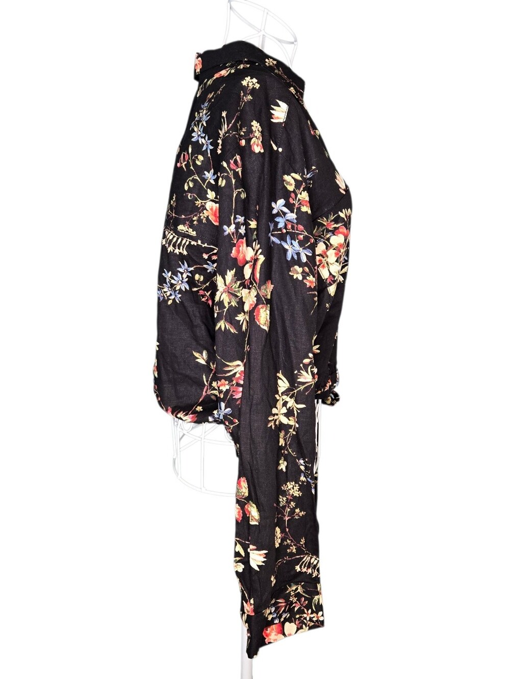 NWT Anthropolgie Pilcro Cropped Tie Waist Crop Top In Black Floral Size Large - Picture 3 of 14